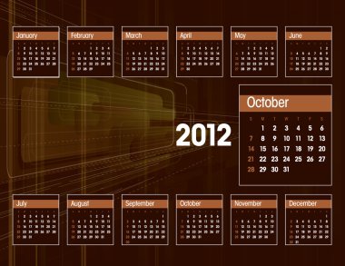 2012 Calendar. Vector Illustration. October. clipart