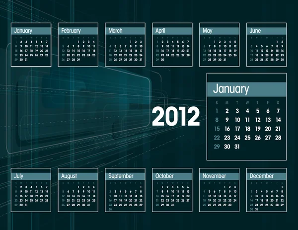 2012 Calendar. Vector Illustration. January. — Stock Vector