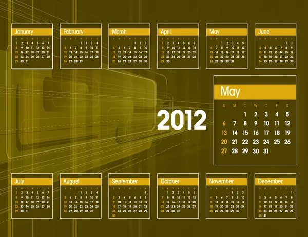 2012 年カレンダー。ベクトル イラスト。5 月. — ストックベクタ