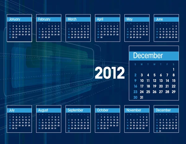 2012 Calendar. Vector Illustration. December. — Stock Vector