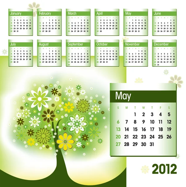 Calendario 2012. Ilustración vectorial. Mayo . — Vector de stock