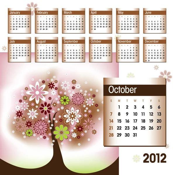 Calendario 2012. Ilustración vectorial. Octubre . — Vector de stock
