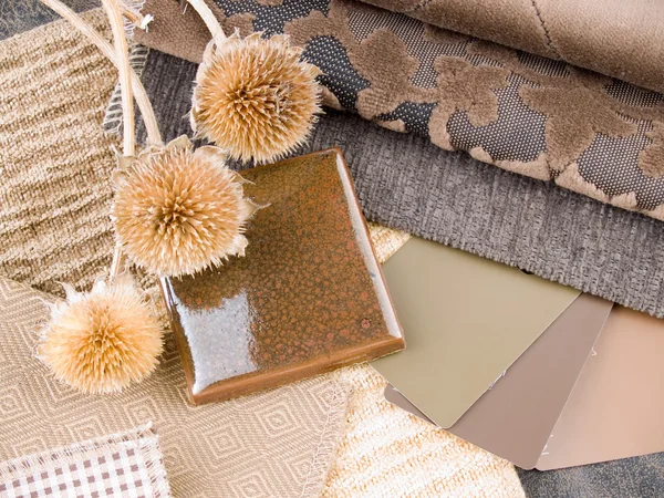 Earthy brownish interior design plan — Stock Photo, Image