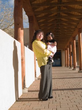 Native American woman & daughter clipart