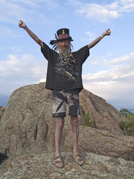 Eccentric older man celebrating life