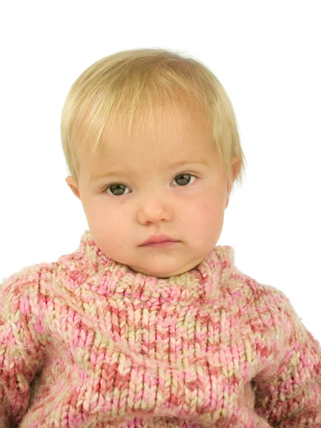 Toddler in pink pullover — Stock Photo, Image