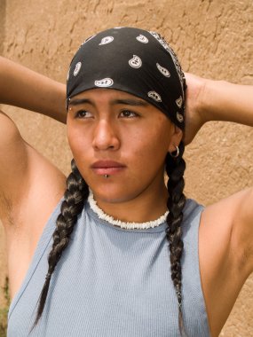 Portrait of a Native American teenage boy clipart