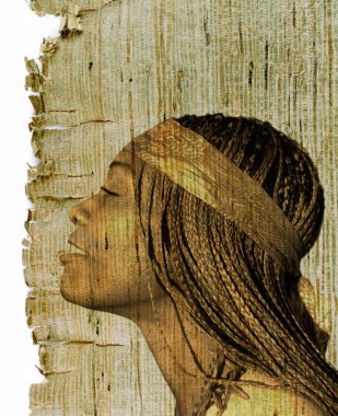 Retro old sepia African American woman clipart