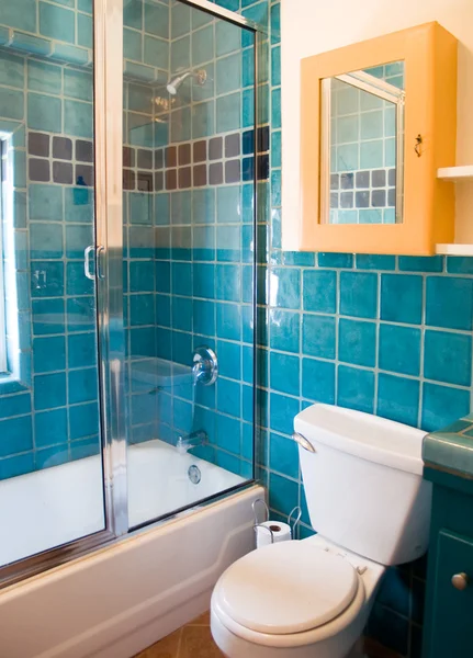 stock image Turquoise tile work in a bathroom