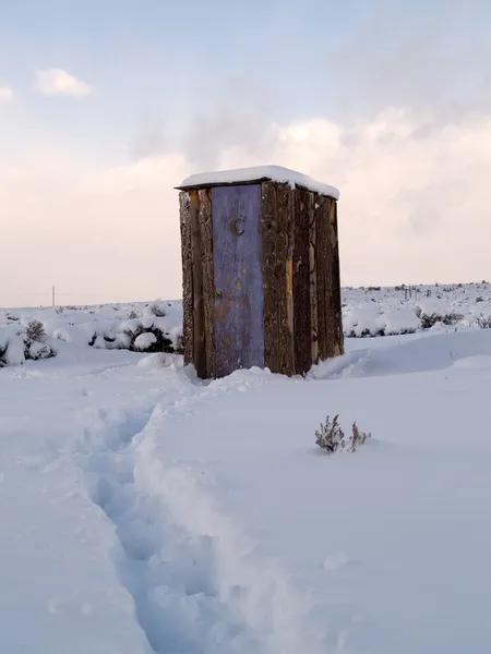 stock image Winter outhouse