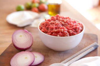 Raw, uncooked, ground beef clipart