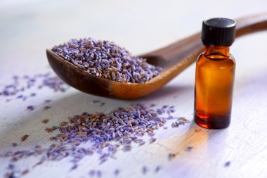 Dried lavender with essential oil clipart