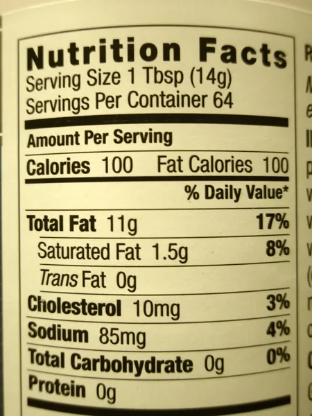 Etiqueta de alimentos con alto contenido graso — Foto de Stock