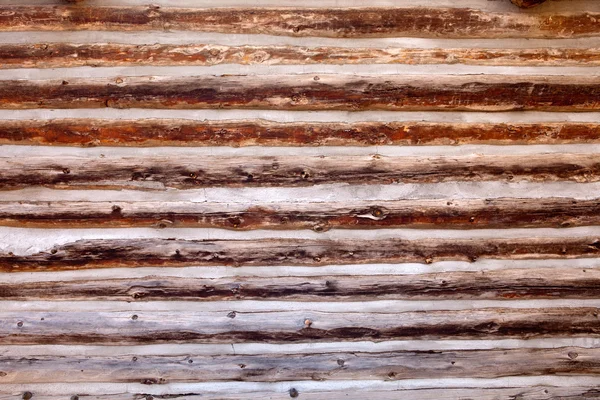 古い丸太小屋の木製の壁の背景 — ストック写真