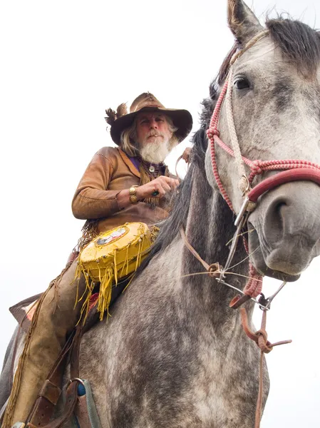 Izole bir atlı kovboy — Stok fotoğraf