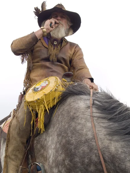 Izole bir atlı kovboy — Stok fotoğraf