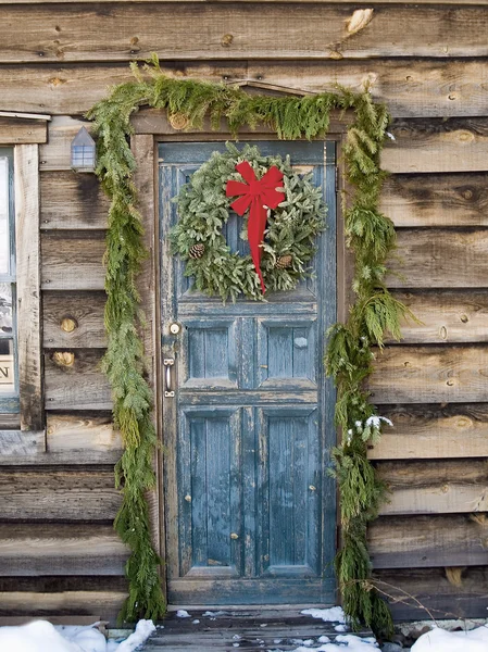 Christmas at a log cabin — Stock Photo, Image