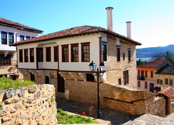 Sten traditionella hus i Kastoriá city (epirus, Grekland) — Stockfoto
