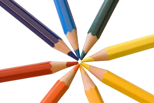 Circle of coloreful pencils — Stock Photo, Image