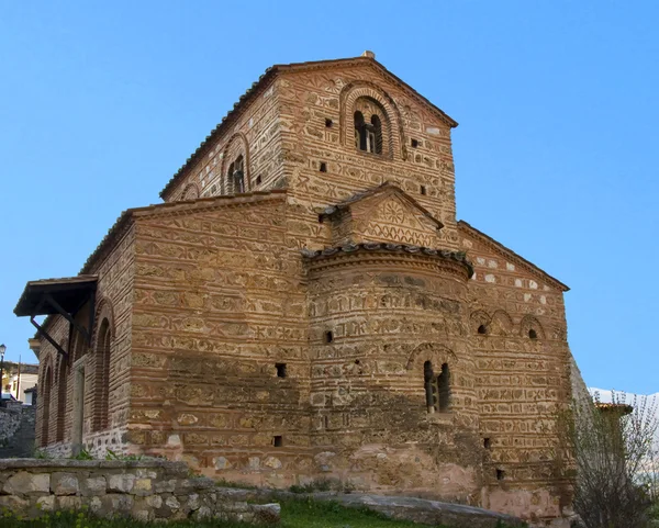 Campanario tradicional bizantino de piedras en Kastoria, Grecia —  Fotos de Stock