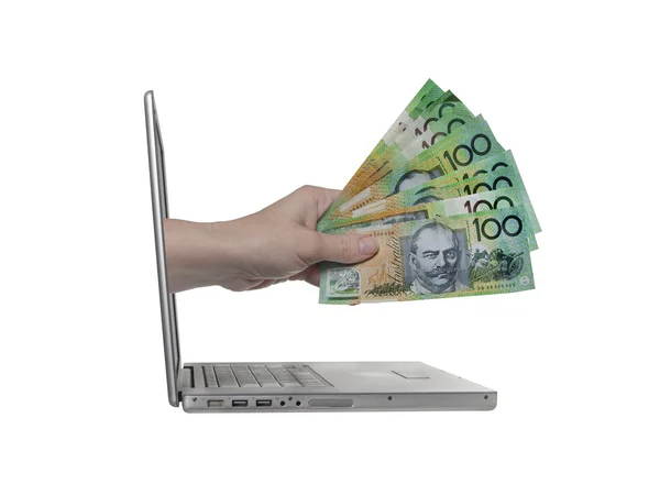 Geld-Laptop — Stockfoto