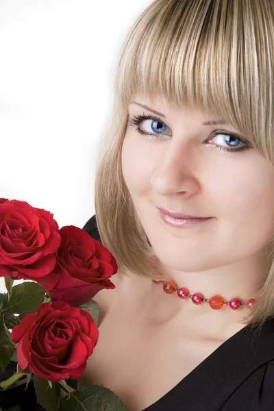 Blondine mit einer Rose — Stockfoto