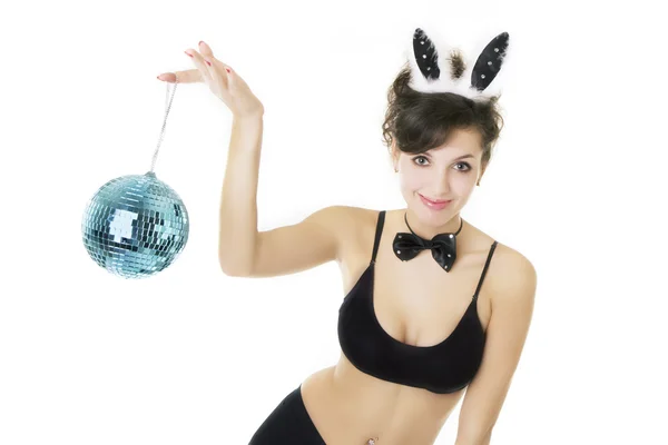 Kız esmer giyen playboy tavşanı — Stok fotoğraf