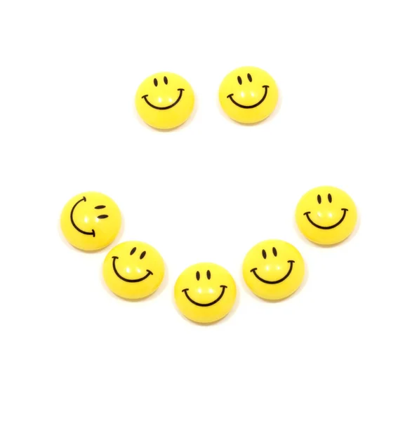 Happy face up of yellow smileys — Stock Photo, Image