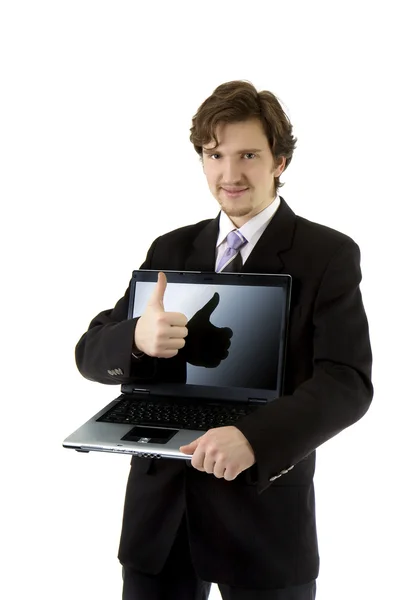 拿着手提电脑的男人 — 图库照片