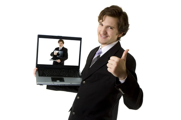 Man met een laptop waarin een man met een laptop — Stockfoto