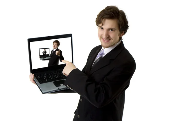 Man met een laptop waarin een man met een laptop — Stockfoto