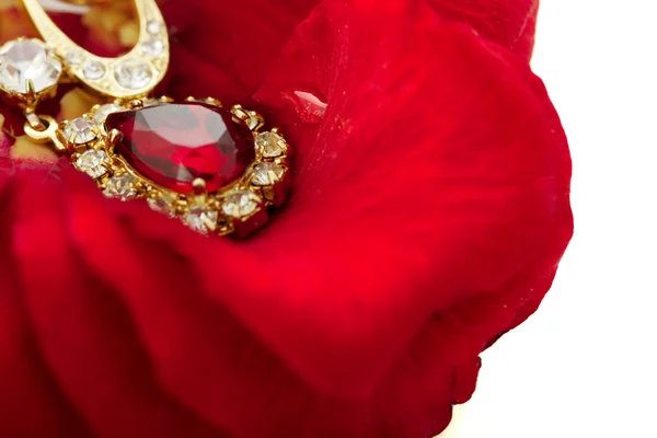 Naszyjnik na płatki czerwonych róż — Zdjęcie stockowe