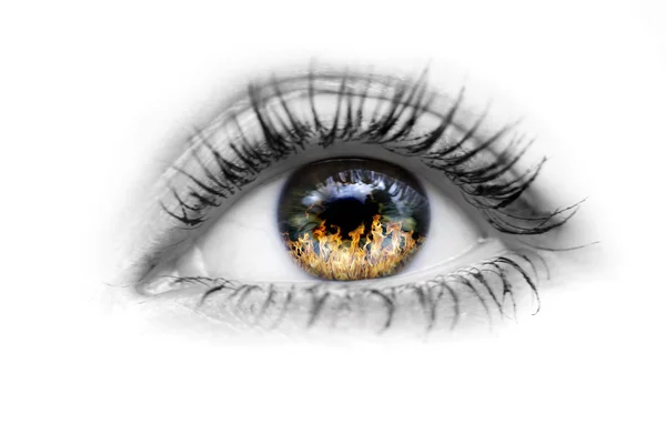 Eye with fire in the eyes — Stock Photo, Image