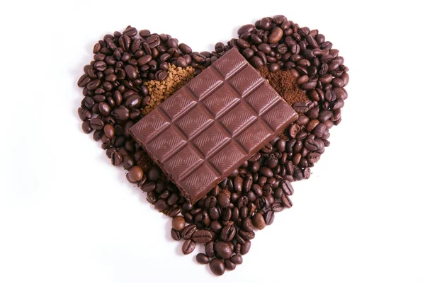 Csokoládé, amelynek középpontjában a kávé bab Stock Fotó