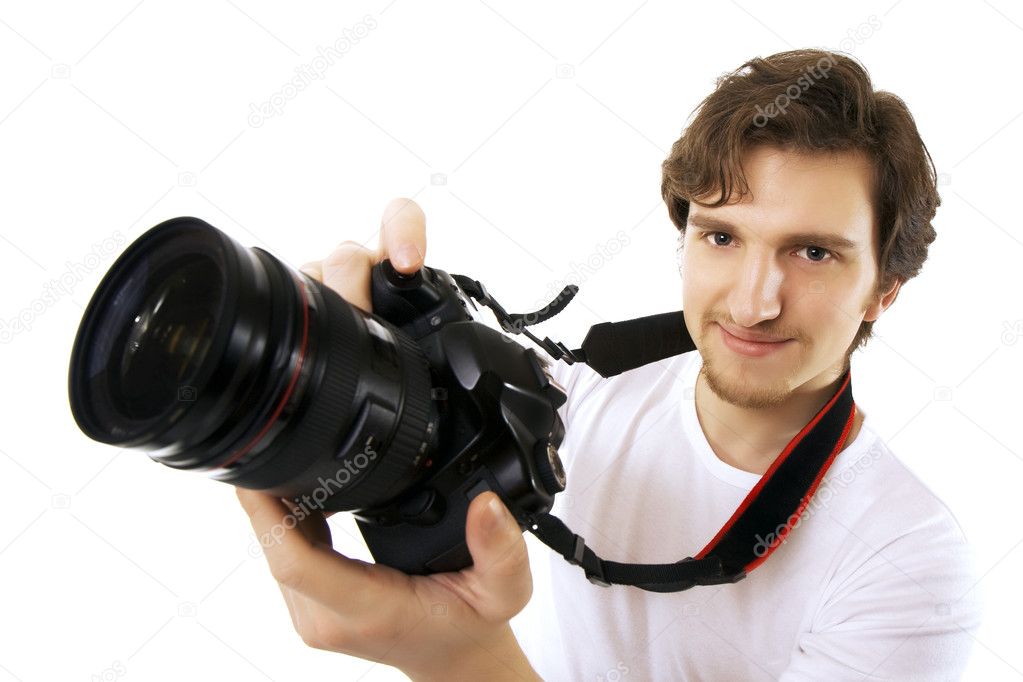 Photographer on a white background