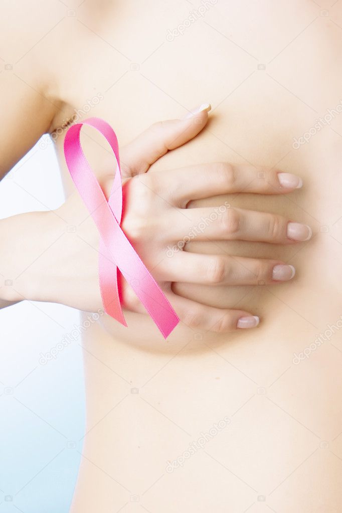 Girl with a pink ribbon