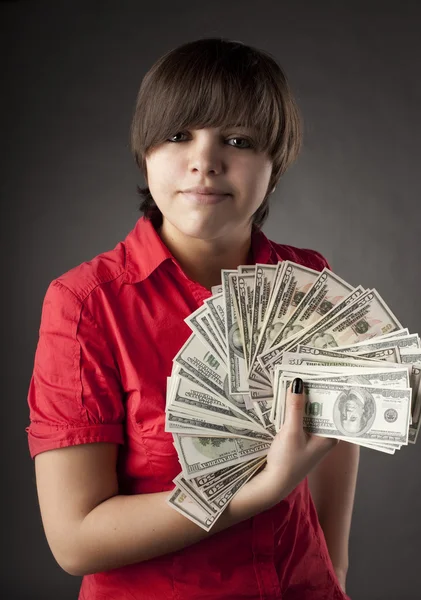 Girl who has a lot of money — Stock Photo, Image
