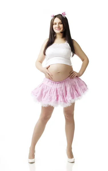 Mooi schattig zwangere meisje — Stockfoto