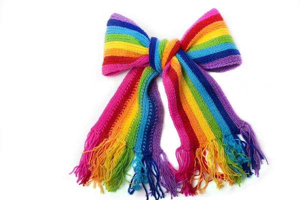 Écharpe tricotée arc-en-ciel lumineuse — Photo