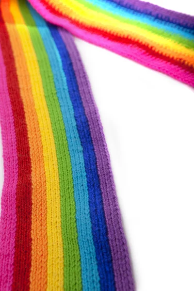 Bright rainbow knitted scarf — Stock Photo, Image