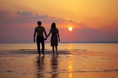 Two in love at sunset clipart