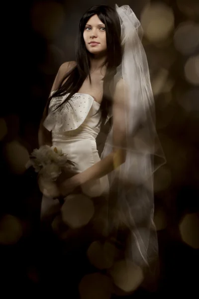 Gyönyörű menyasszony a stúdióban — Stock Fotó