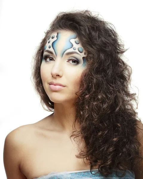 Meisje met make-up in de vorm van water en belletjes — Stockfoto