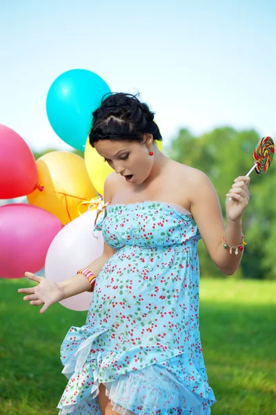 Pregnant girl surprised Stock Photo