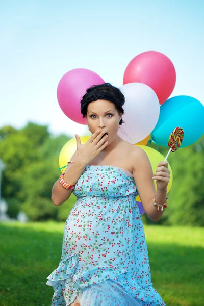 Pregnant girl surprised Royalty Free Stock Images