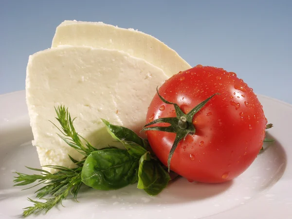 Mozzarella, Tomaten und Salat — Stockfoto