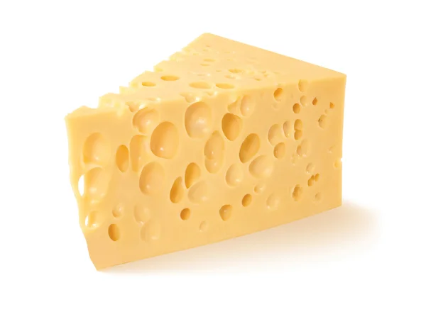 Bir parça peynir beyaza izole edilmiş.