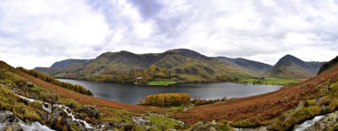 Stitched Panorama of Buttermere Lake in Autumn clipart