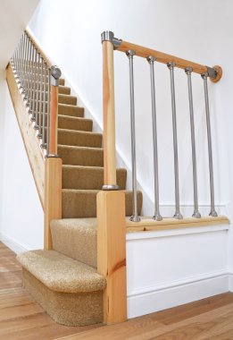 Typical UK British Stairs with Chrome Railing clipart