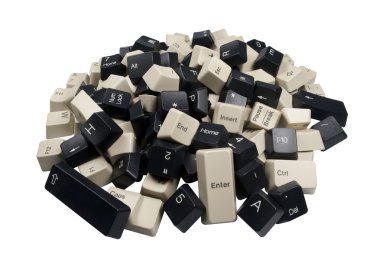 Pile of Black and White Computer Keyboard Keys clipart